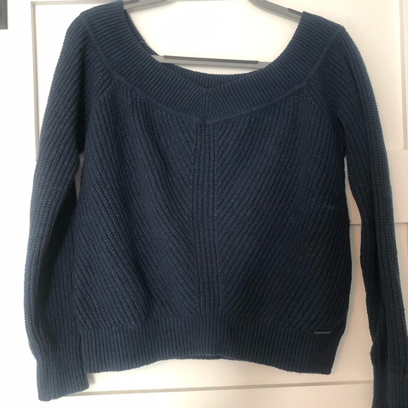 Abercrombie & Fitch Tops - Navy Blue Off-Shoulder Sweater
